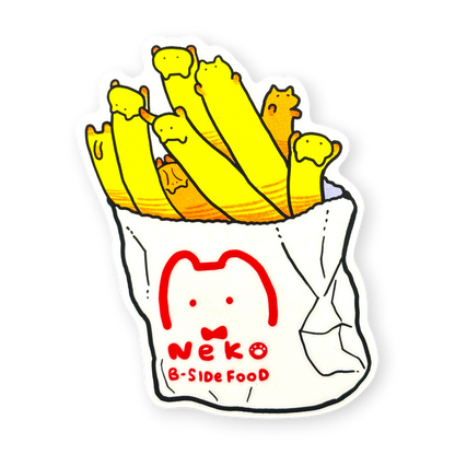 Kitten French Fries ✦ B-Side Label Sticker — verified original photograph, current PhotoRoom main template with adjusted border and shadow clearance