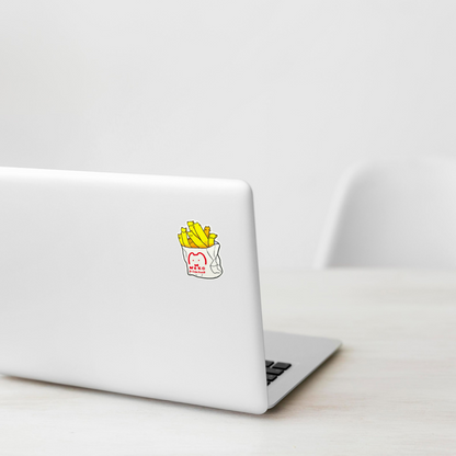 Kitten French Fries sticker on laptop — Shopify PhotoRoom template, verified original photograph