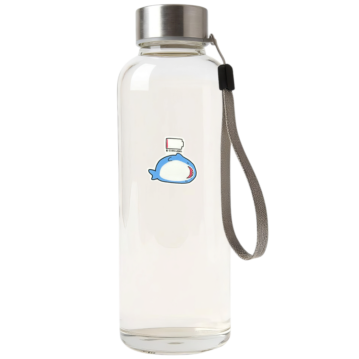Depleted Battery Shark sticker on bottle — Shopify PhotoRoom template, verified original photograph