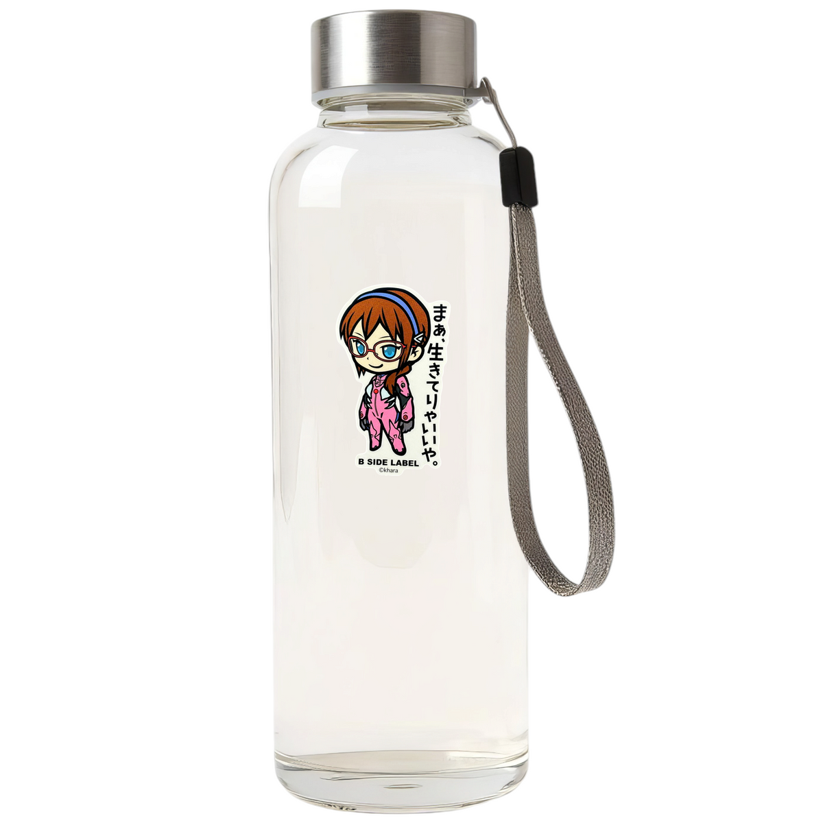Evangelion Makinami Mari ✦ B-Side Label Sticker — bottle scene using the Shopify PhotoRoom template and original photograph
