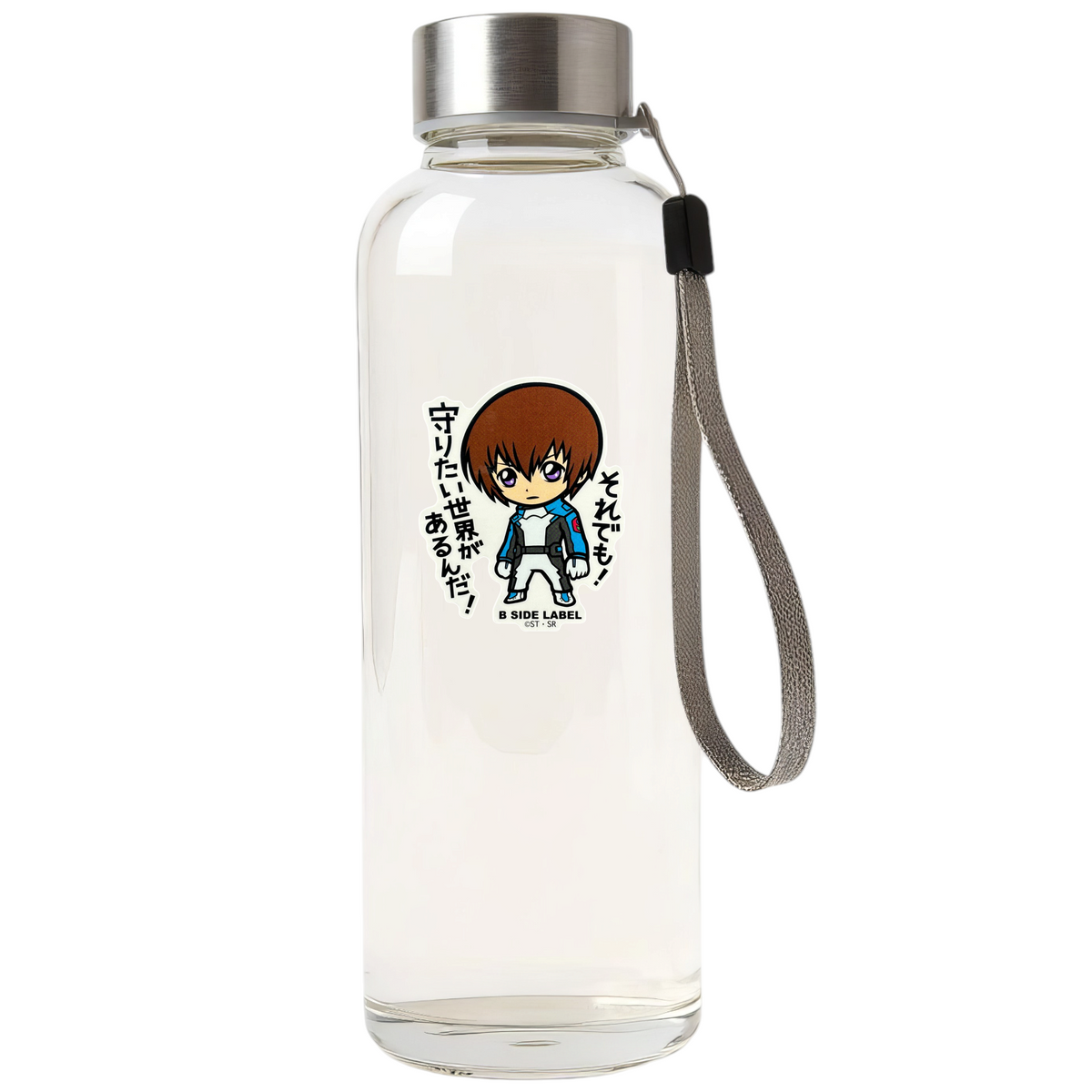 Gundam SEED Kira ✦ B-Side Label Sticker — bottle scene using the Shopify PhotoRoom template and original photograph