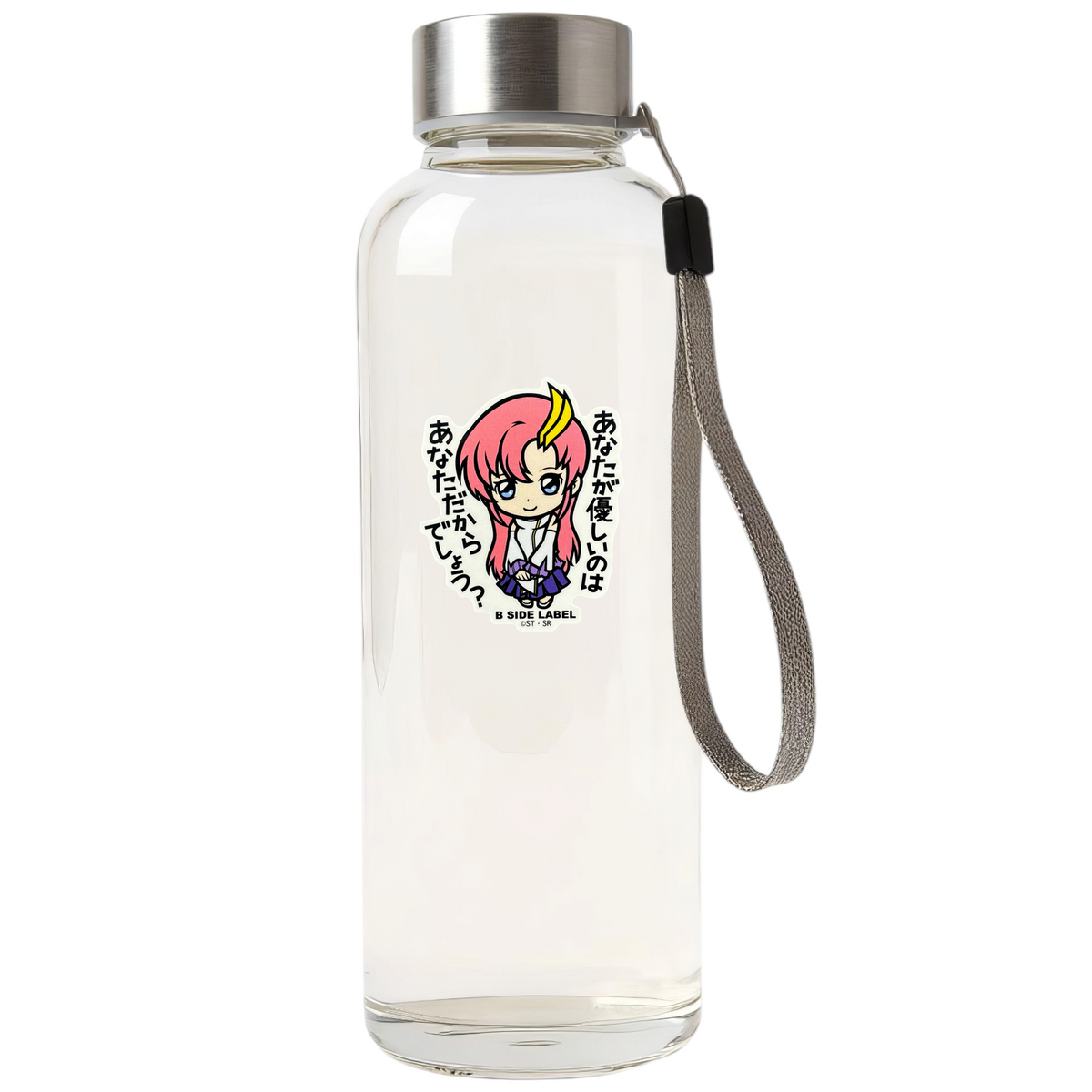 Gundam SEED Lacus ✦ B-Side Label Sticker — bottle scene using the Shopify PhotoRoom template and original photograph