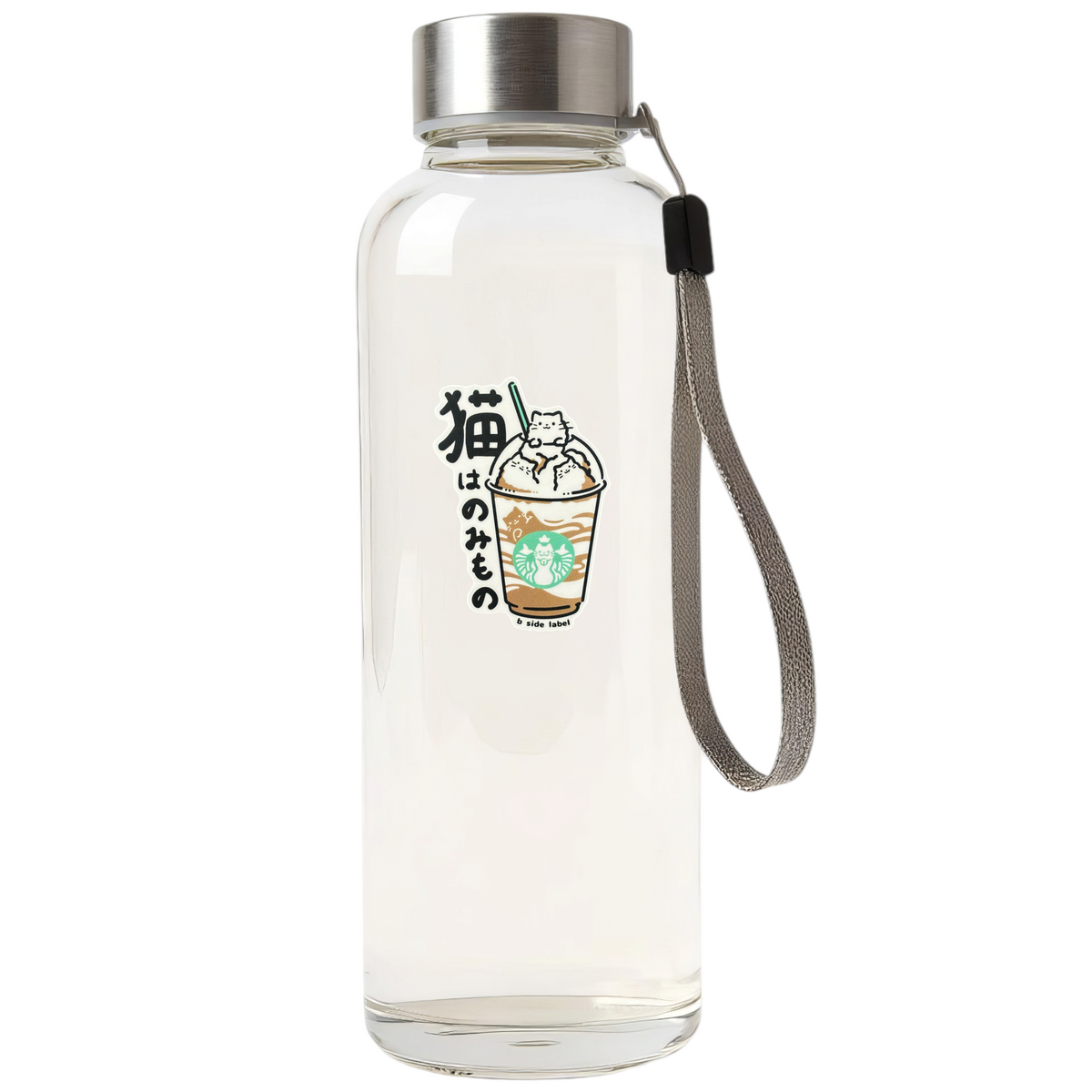 Cute Kitten Latte ✦ B-Side Label Sticker — bottle scene using the Shopify PhotoRoom template and original photograph