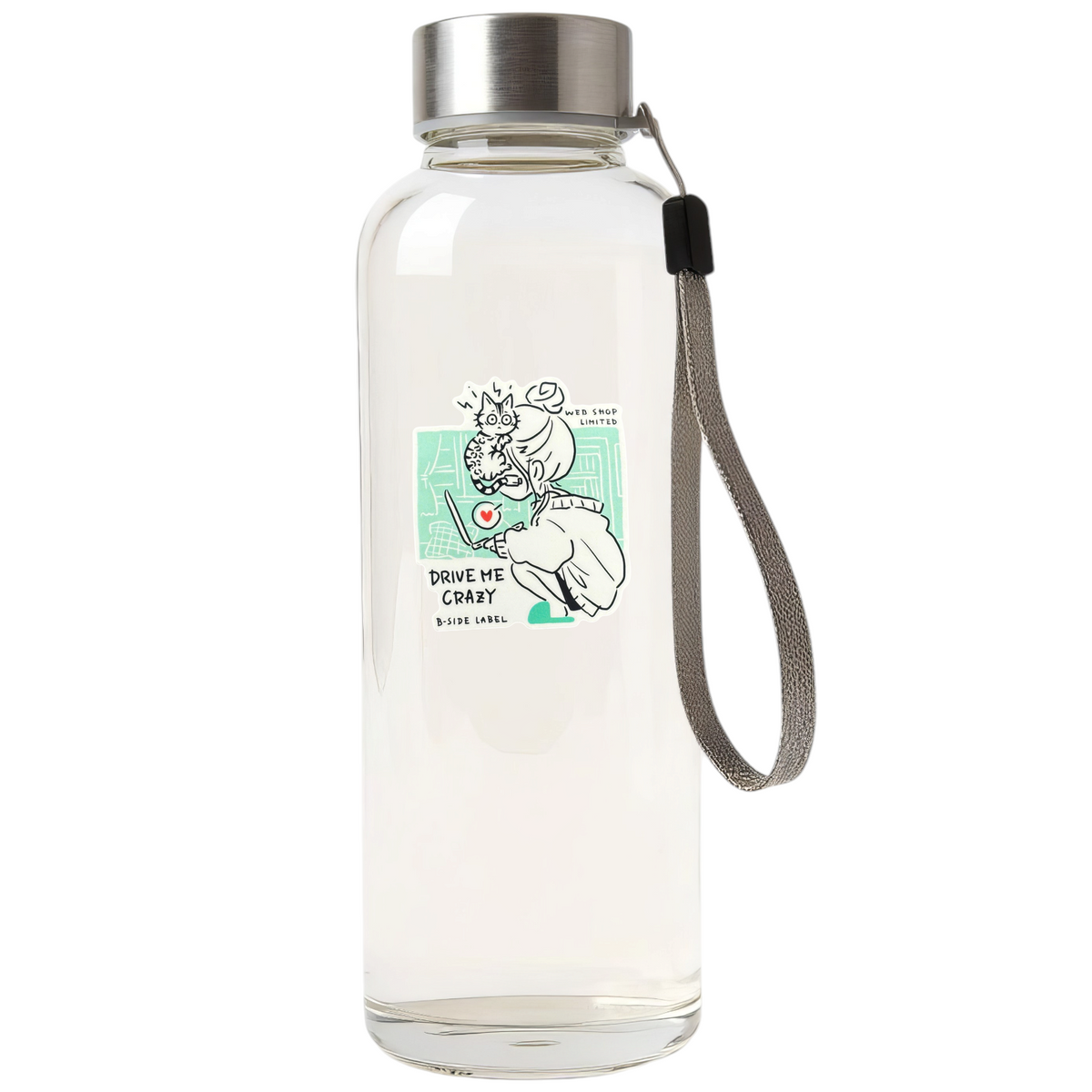 Cute Girl and Shy Kitten ✦ B-Side Label Sticker — bottle scene using the Shopify PhotoRoom template and original photograph