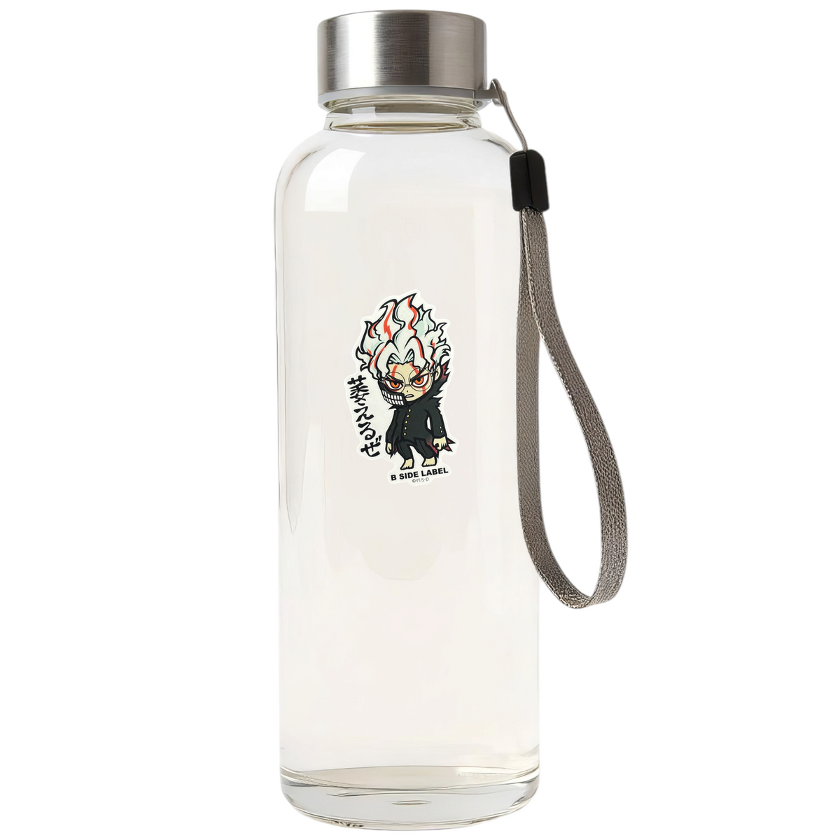 DanDaDan Okarun Transformed ✦ B-Side Label Sticker — bottle scene using the Shopify PhotoRoom template and original photograph
