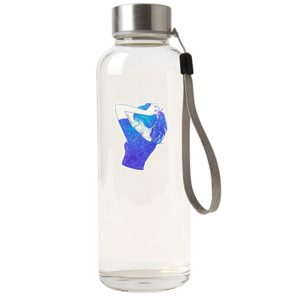 Blue T-Shirt & Ponytail ✦ B-Side Label Sticker — bottle scene using the Shopify PhotoRoom template and original photograph