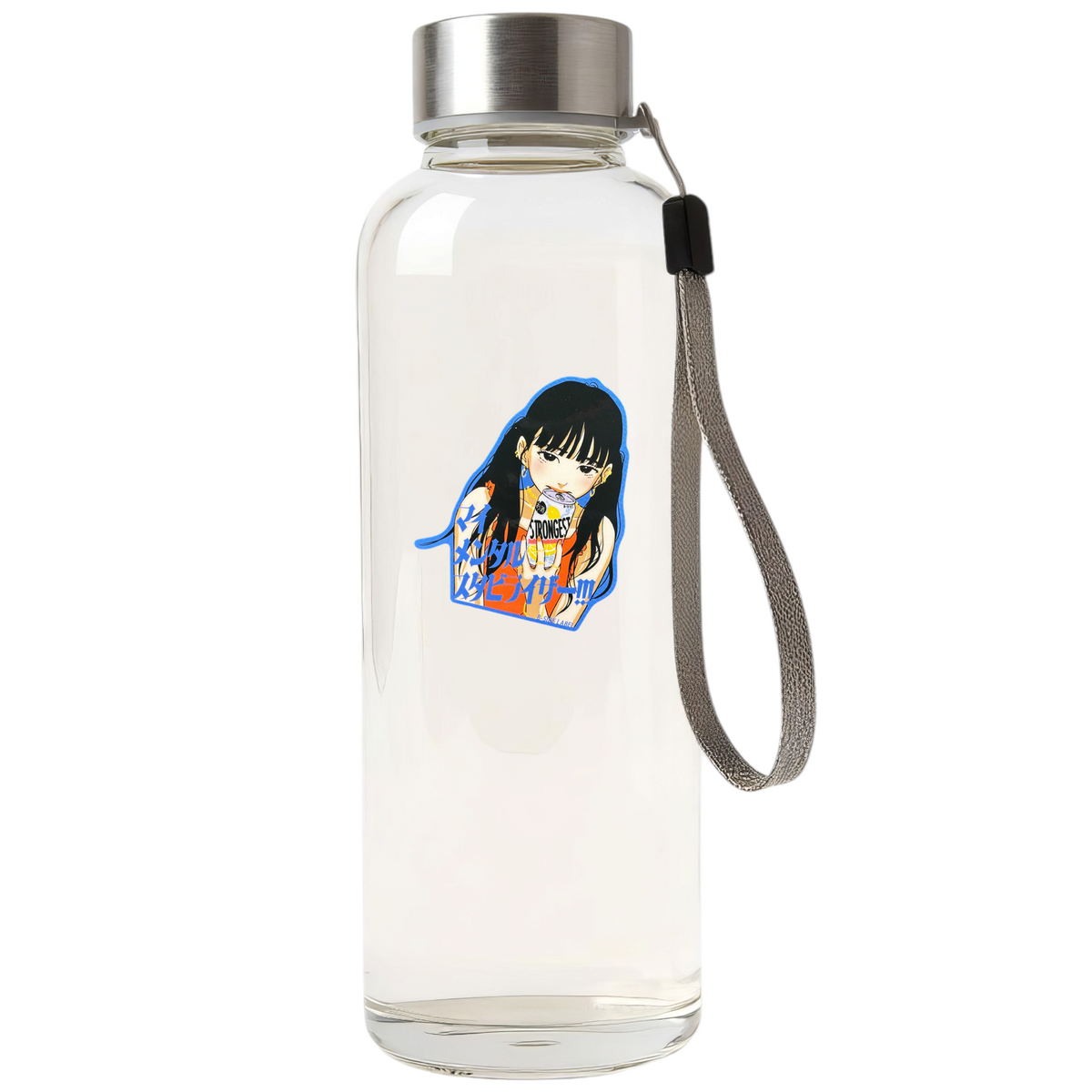 Cute Girl Strong Drink ✦ B-Side Label Sticker — bottle scene using the Shopify PhotoRoom template and original photograph
