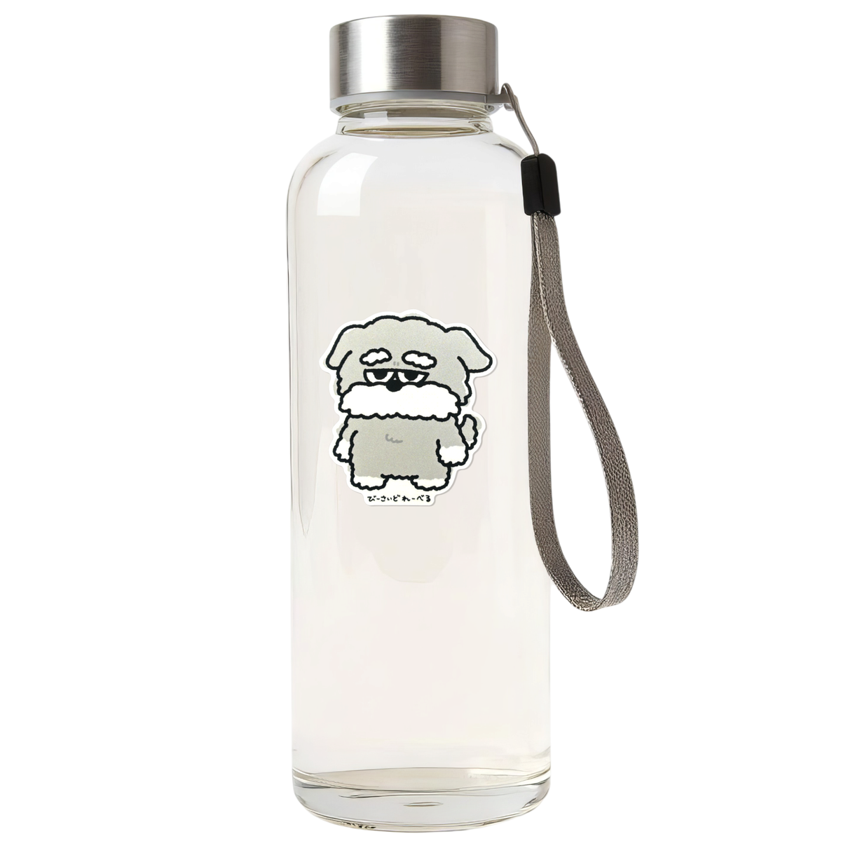 Cute Grey Schnauzer ✦ B-Side Label Sticker — bottle scene using the Shopify PhotoRoom template and original photograph