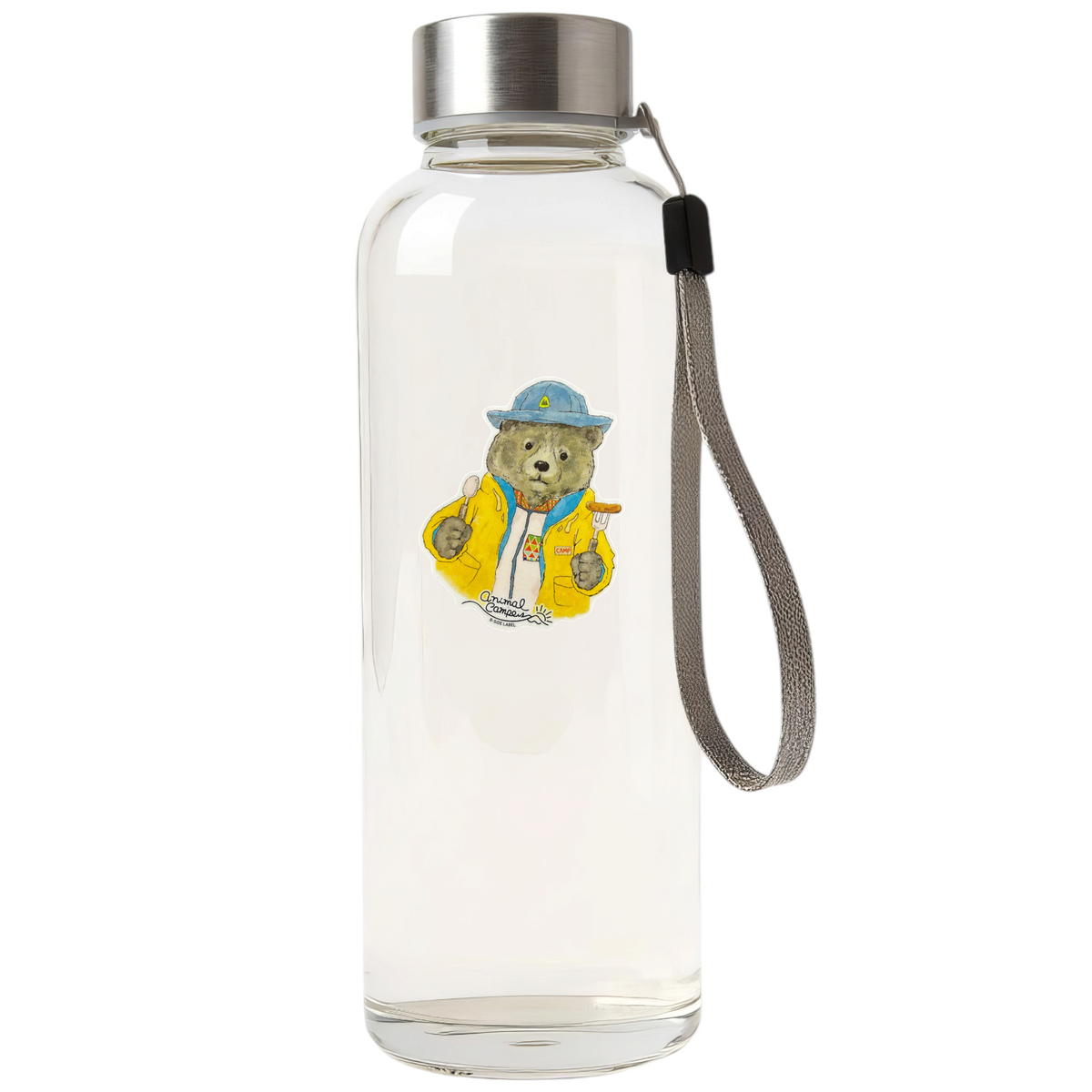 Cute Bear Camper ✦ B-Side Label Sticker — bottle scene using the Shopify PhotoRoom template and original photograph