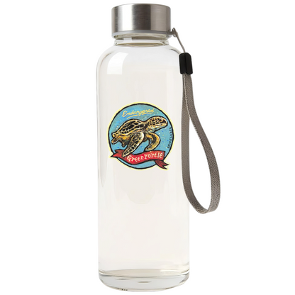 Endangered Green Turtle ✦ B-Side Label Sticker — bottle scene using the Shopify PhotoRoom template and original photograph