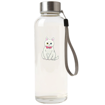 Elegant White Kitten Pink Bow ✦ B-Side Label Sticker — bottle scene using the Shopify PhotoRoom template and original photograph