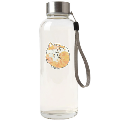 Cute Brown Balled Up Cat ✦ B-Side Label Sticker — bottle scene using the Shopify PhotoRoom template and visually verified original photograph