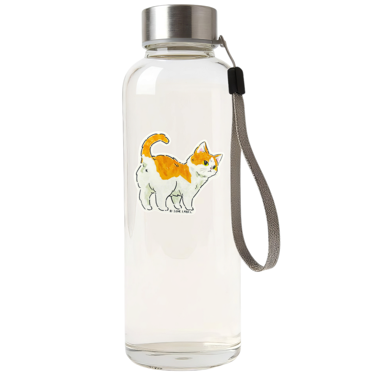 Cute Brown White Kitten Butt ✦ B-Side Label Sticker — bottle scene using the Shopify PhotoRoom template and original photograph