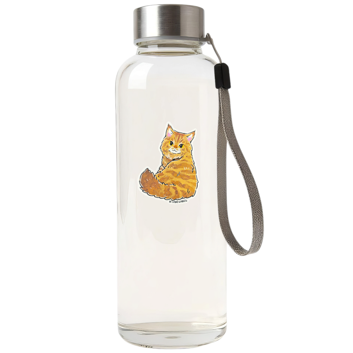 Cute Cat Looking Back ✦ B-Side Label Sticker — bottle scene using the Shopify PhotoRoom template and original photograph