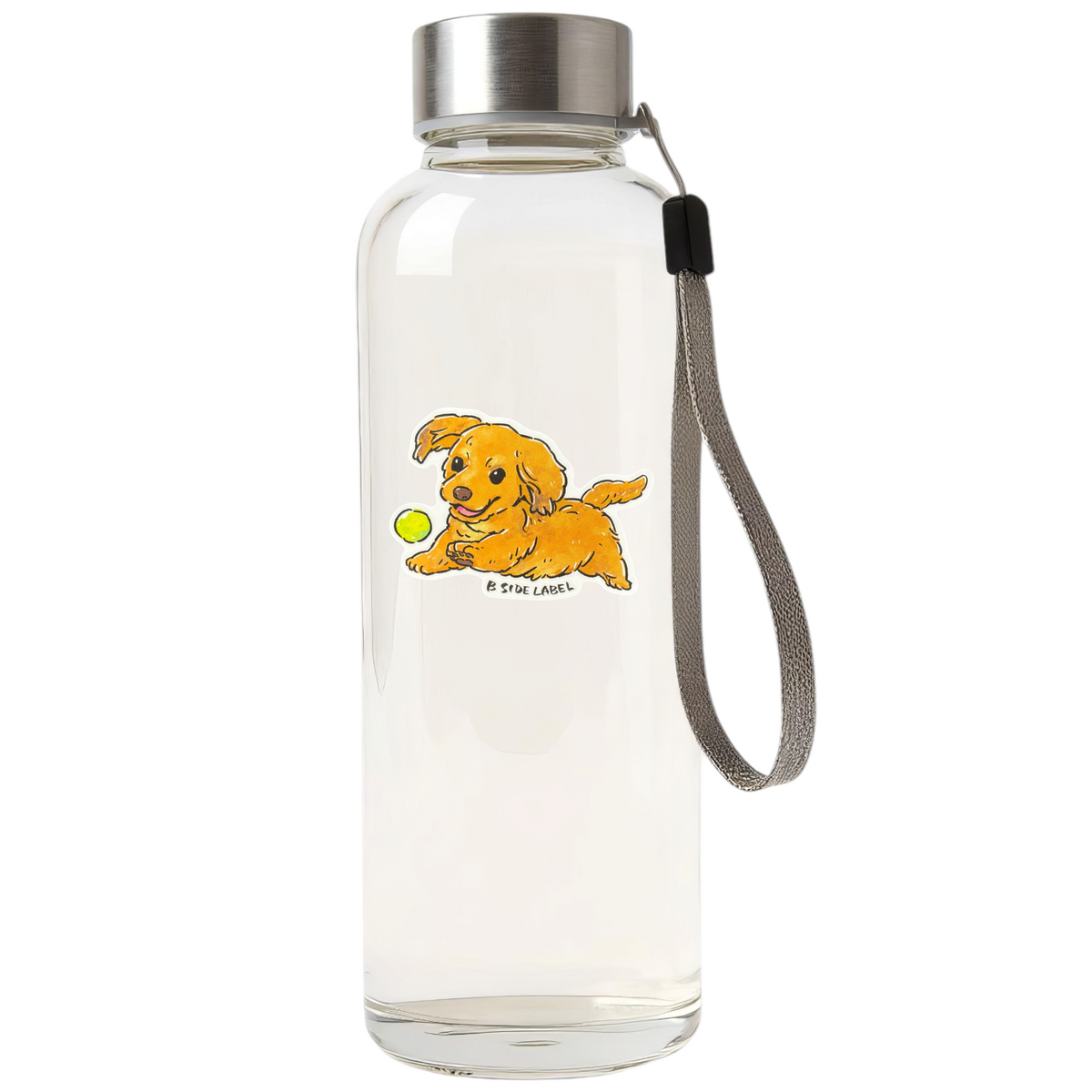 Dachshund Puppy Running ✦ B-Side Label Sticker — bottle scene using the Shopify PhotoRoom template and original photograph