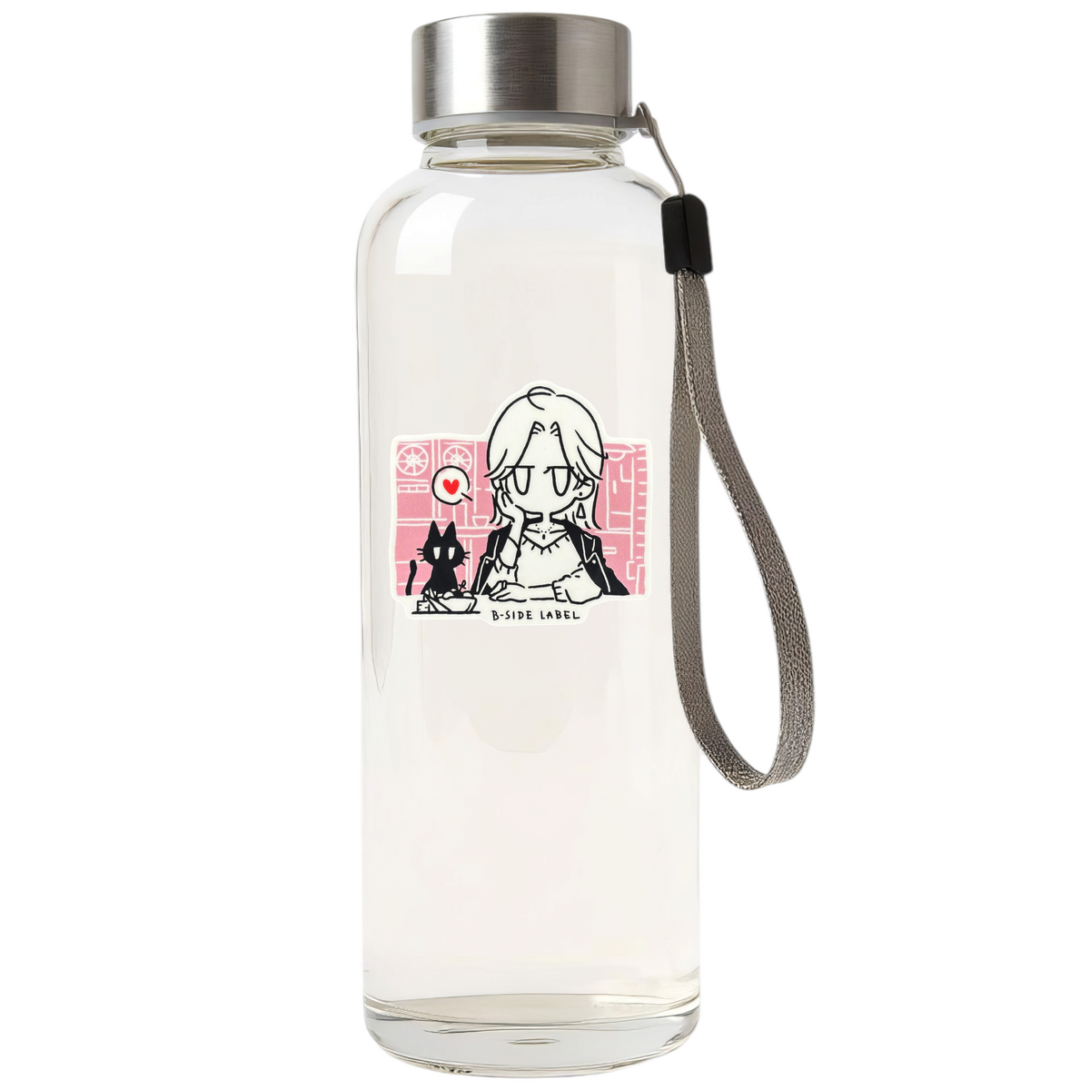 Lady and Kitten At Dinner ✦ B-Side Label Sticker — bottle scene using the Shopify PhotoRoom template and original photograph