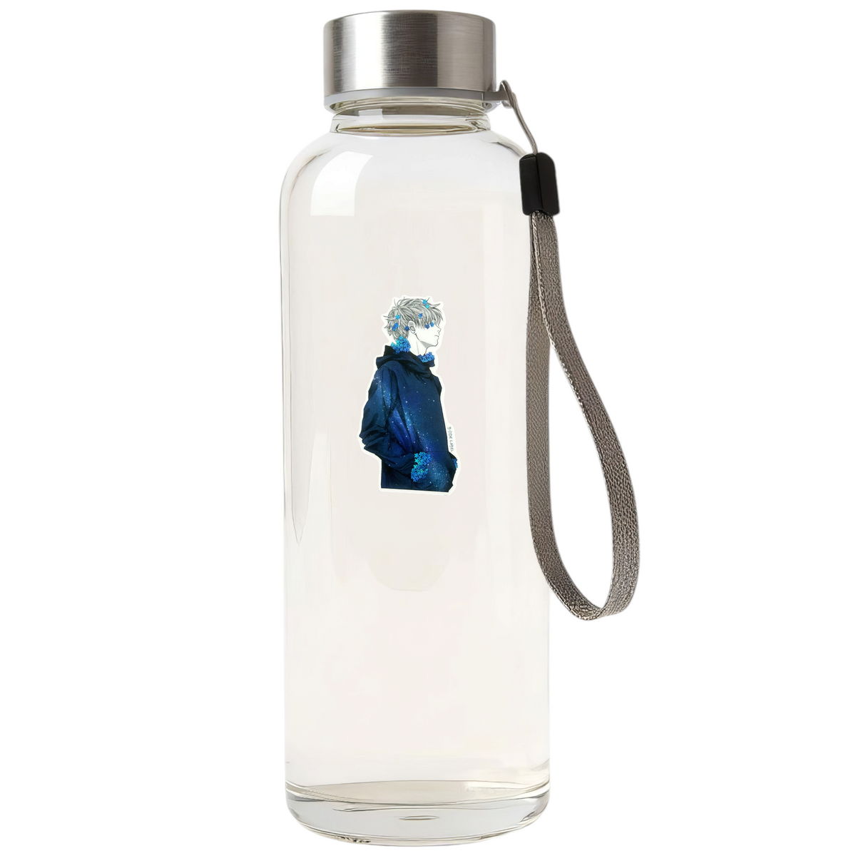 Stylish Hoodie Boy Blue ✦ B-Side Label Sticker — bottle scene using the Shopify PhotoRoom template and original photograph