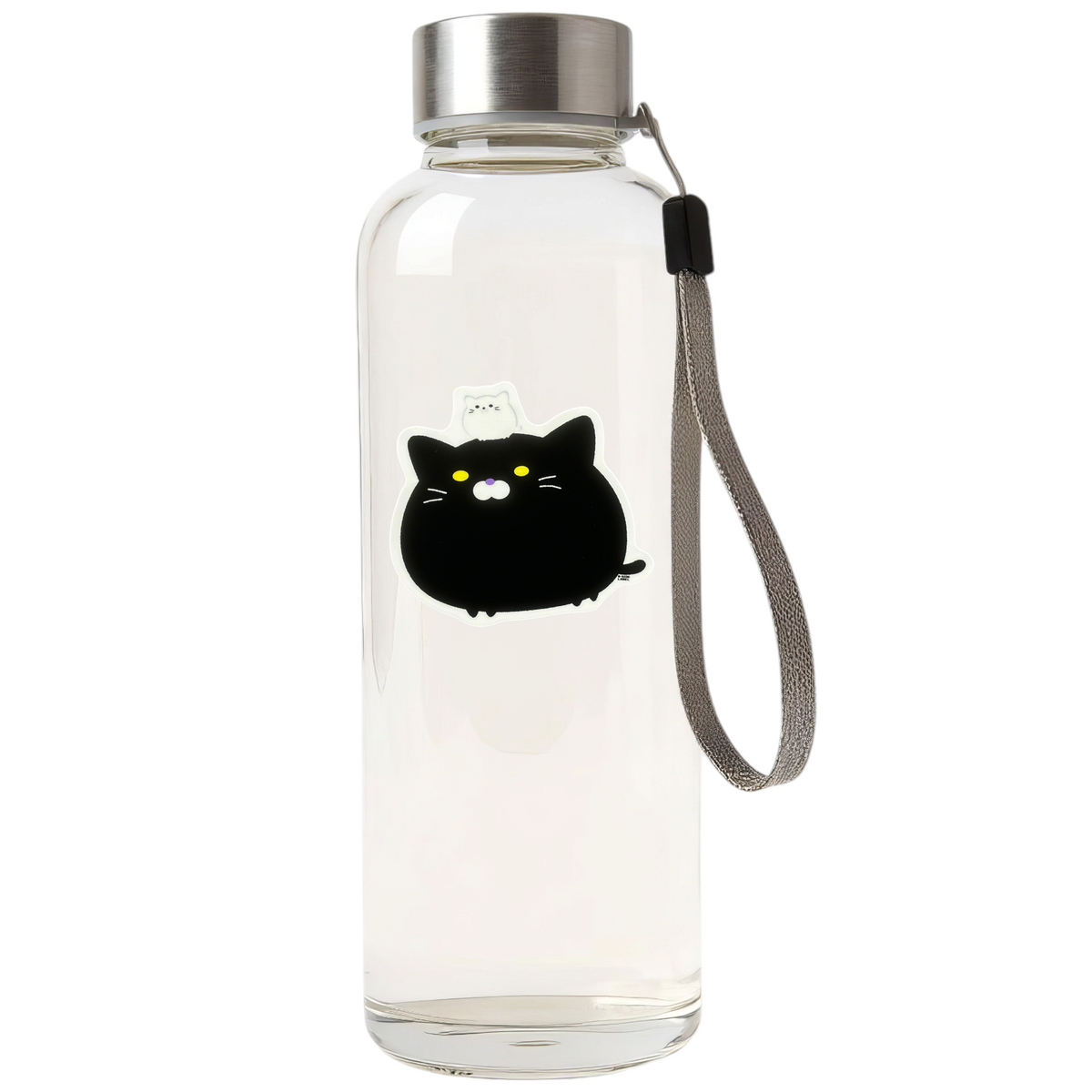 Big Black Cat, Small White Cat ✦ B-Side Label Sticker — bottle scene using the Shopify PhotoRoom template and original photograph