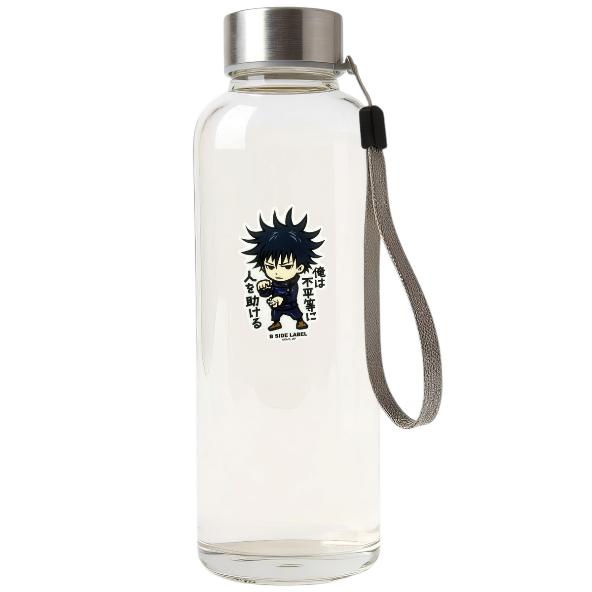 Jujutsu Kaisen Megumi Fushiguro ✦ B-Side Label Sticker — bottle scene using the Shopify PhotoRoom template and original photograph