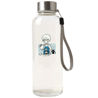 Coffee Barista & Cat ✦ B-Side Label Sticker — bottle scene using the Shopify PhotoRoom template and original photograph