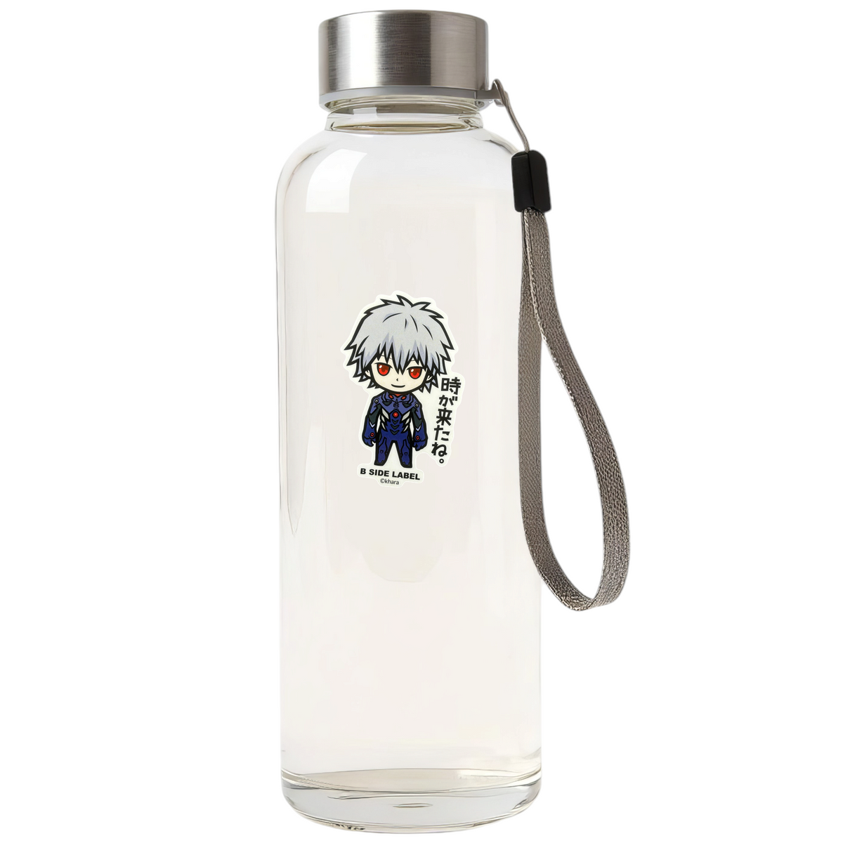 Evangelion Nagisa Kaworu ✦ B-Side Label Sticker — bottle scene using the Shopify PhotoRoom template and original photograph