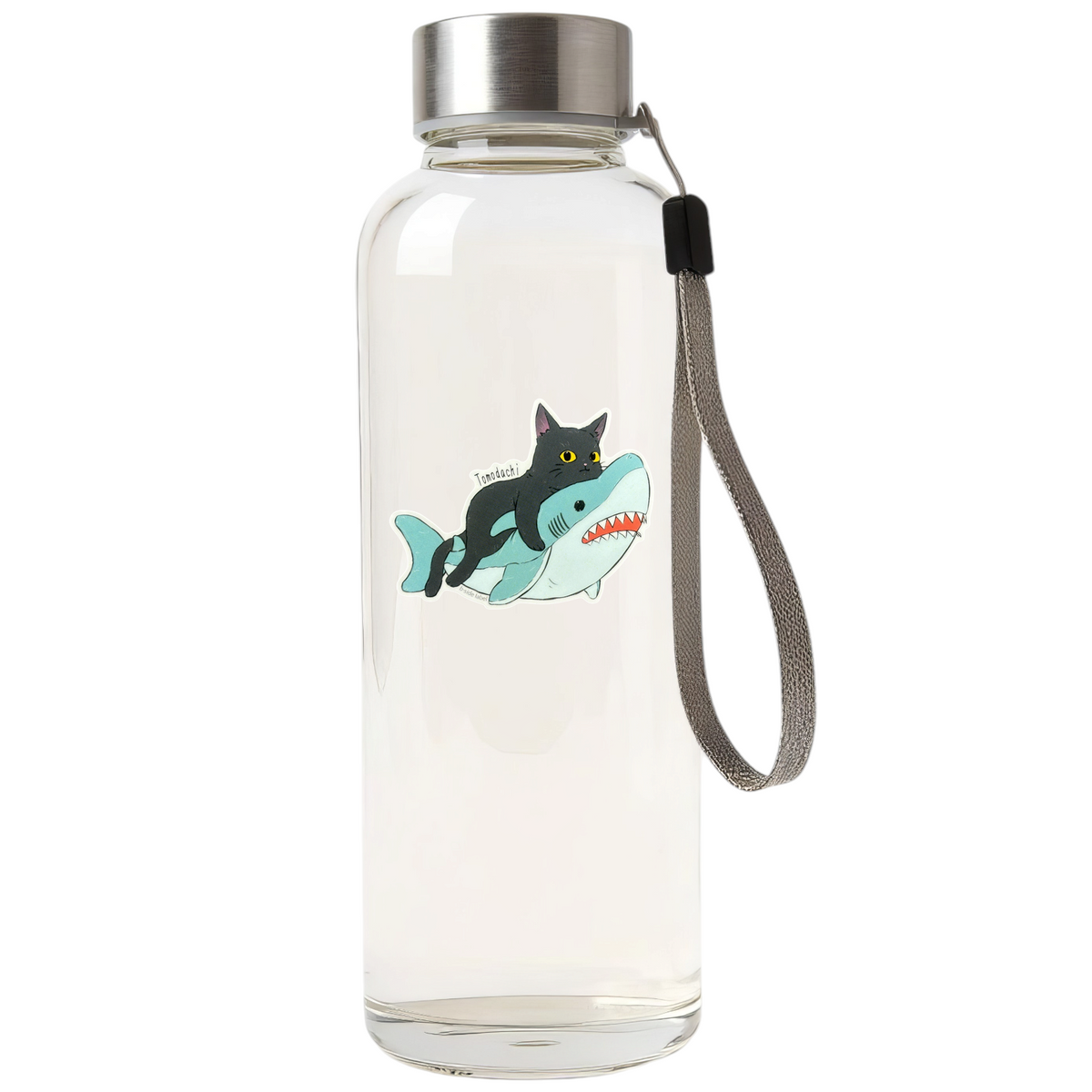 Cat & Shark... Friends ✦ B-Side Label Sticker — bottle scene using the Shopify PhotoRoom template and original photograph