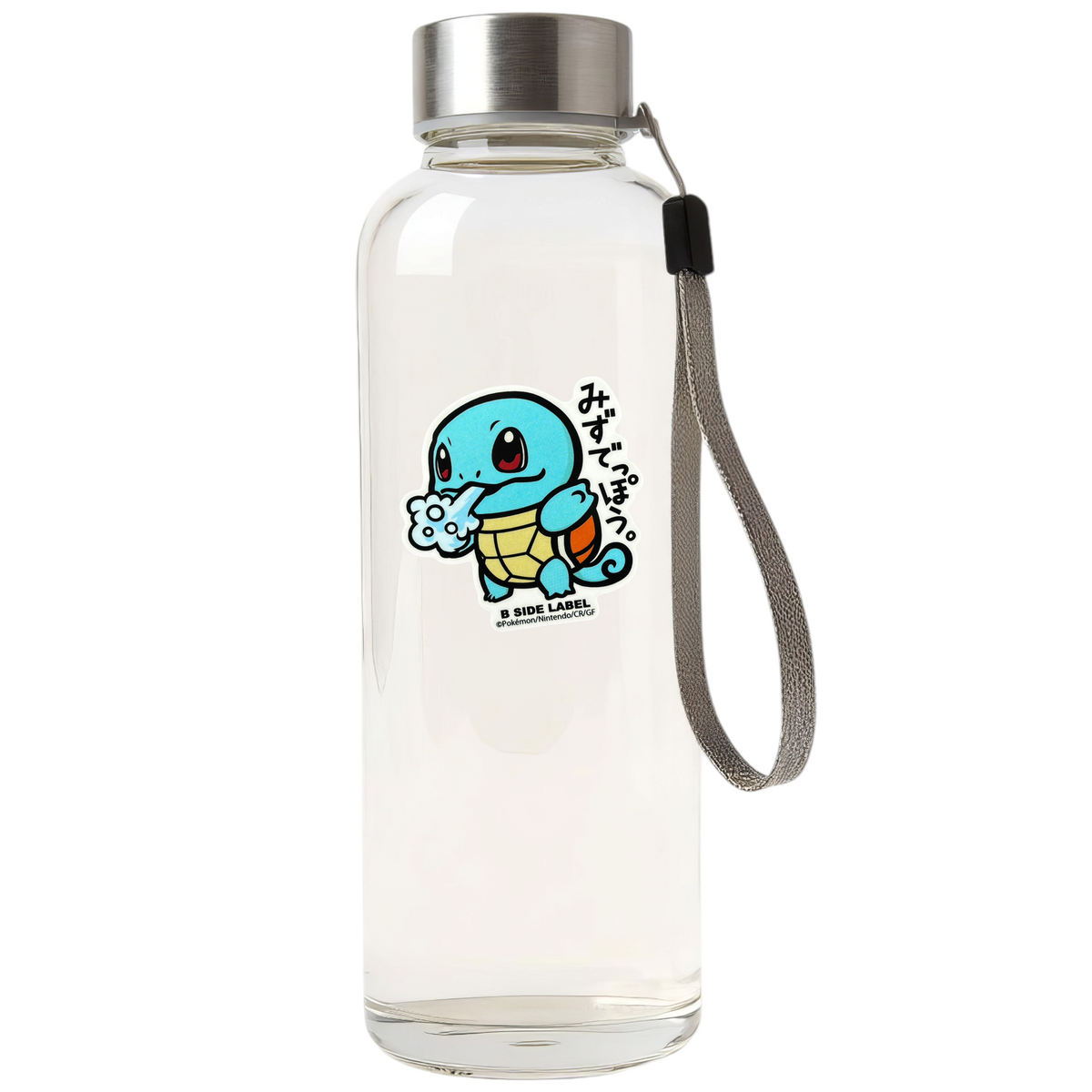 Pokémon Squirtle ✦ B-Side Label Sticker — bottle scene using the Shopify PhotoRoom template and original photograph