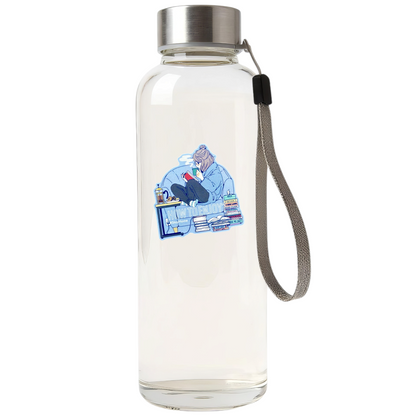 Stay Home Read Book Girl ✦ B-Side Label Sticker — bottle scene using the Shopify PhotoRoom template and original photograph