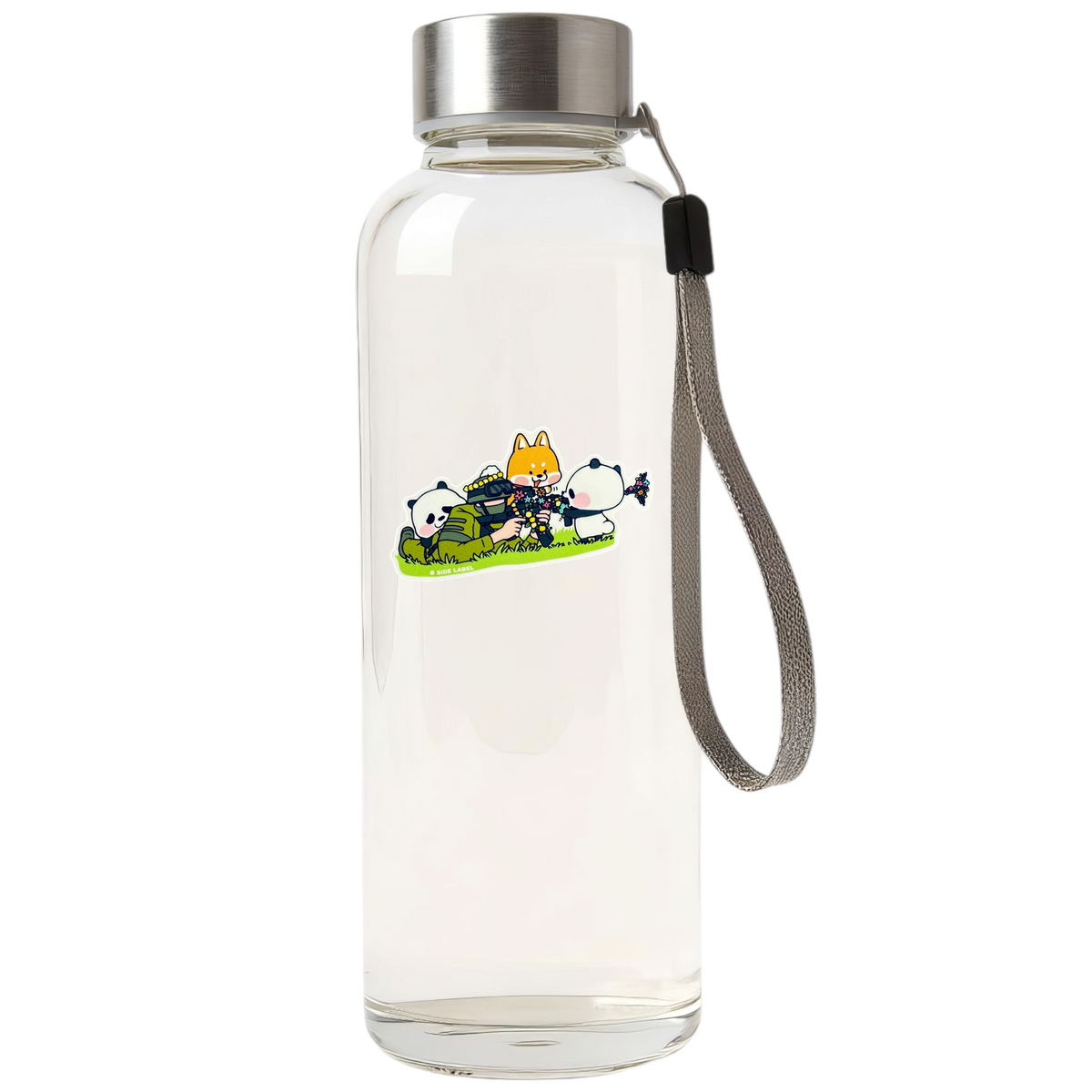 Pandas Fox Soldier Rifle ✦ B-Side Label Sticker — bottle scene using the Shopify PhotoRoom template and original photograph