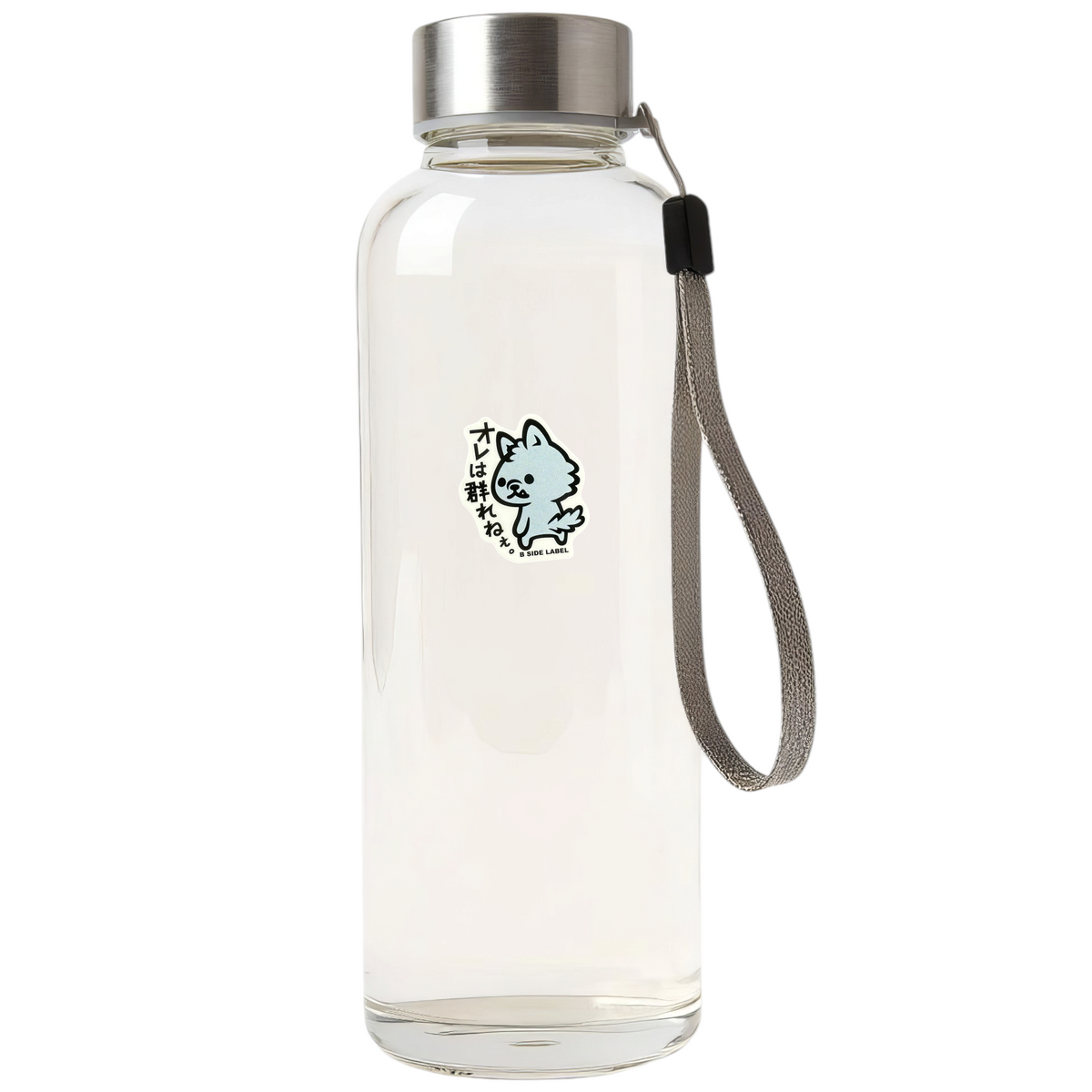Cute Baby Wolf ✦ B-Side Label Sticker on a white bottle — Shopify Small template, original photograph