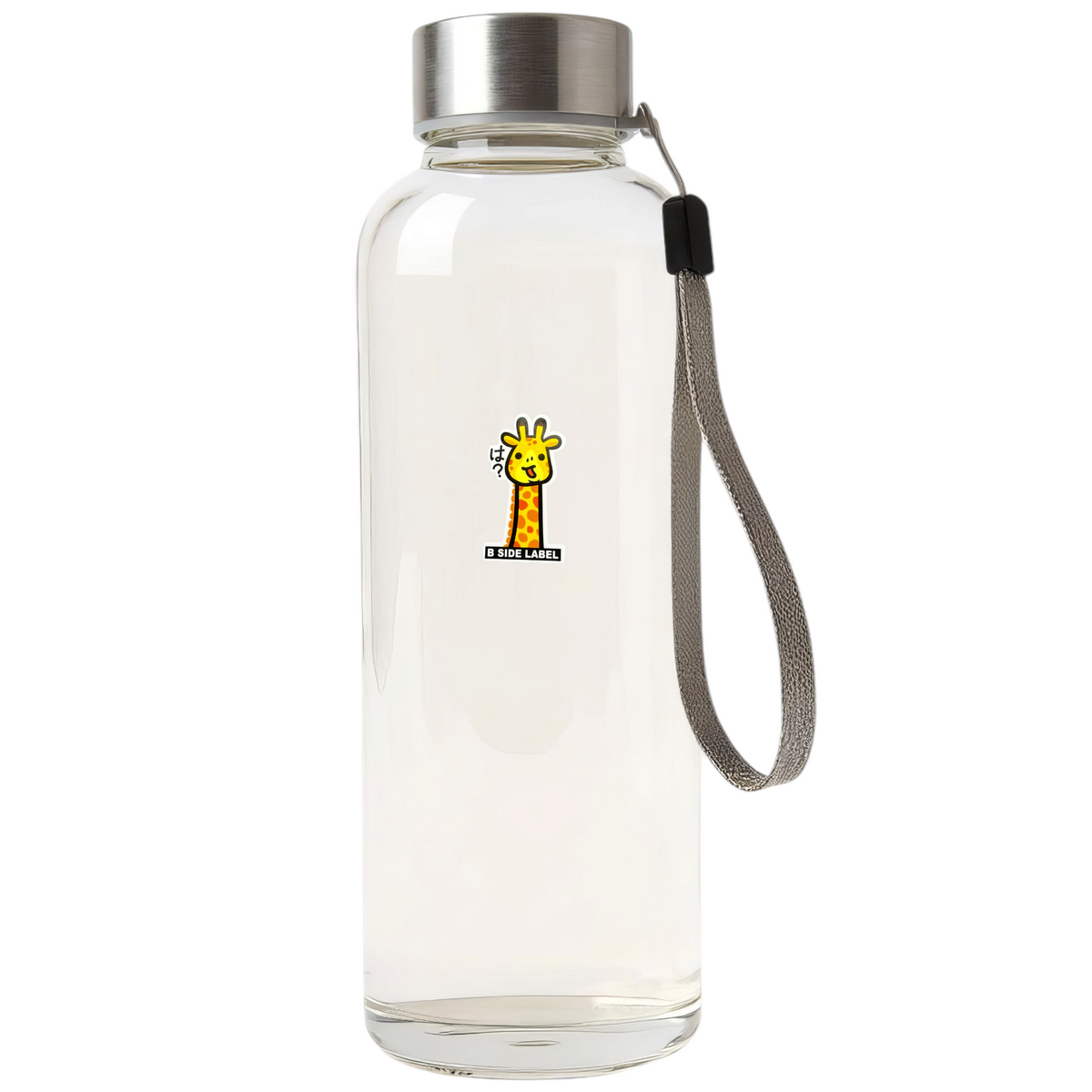Cute Baby Giraffe ✦ B-Side Label Sticker on a white bottle — Shopify Small template, original photograph
