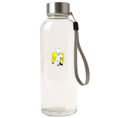 Cute Girl & Cat Walking ✦ B-Side Label Sticker on a white bottle — Shopify Small template, original photograph
