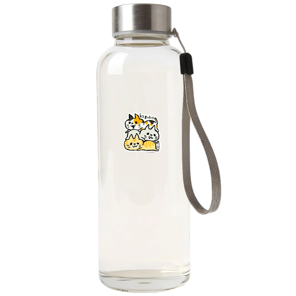 Cute Kittens Stacked ✦ B-Side Label Sticker on a white bottle — Shopify Small template, original photograph