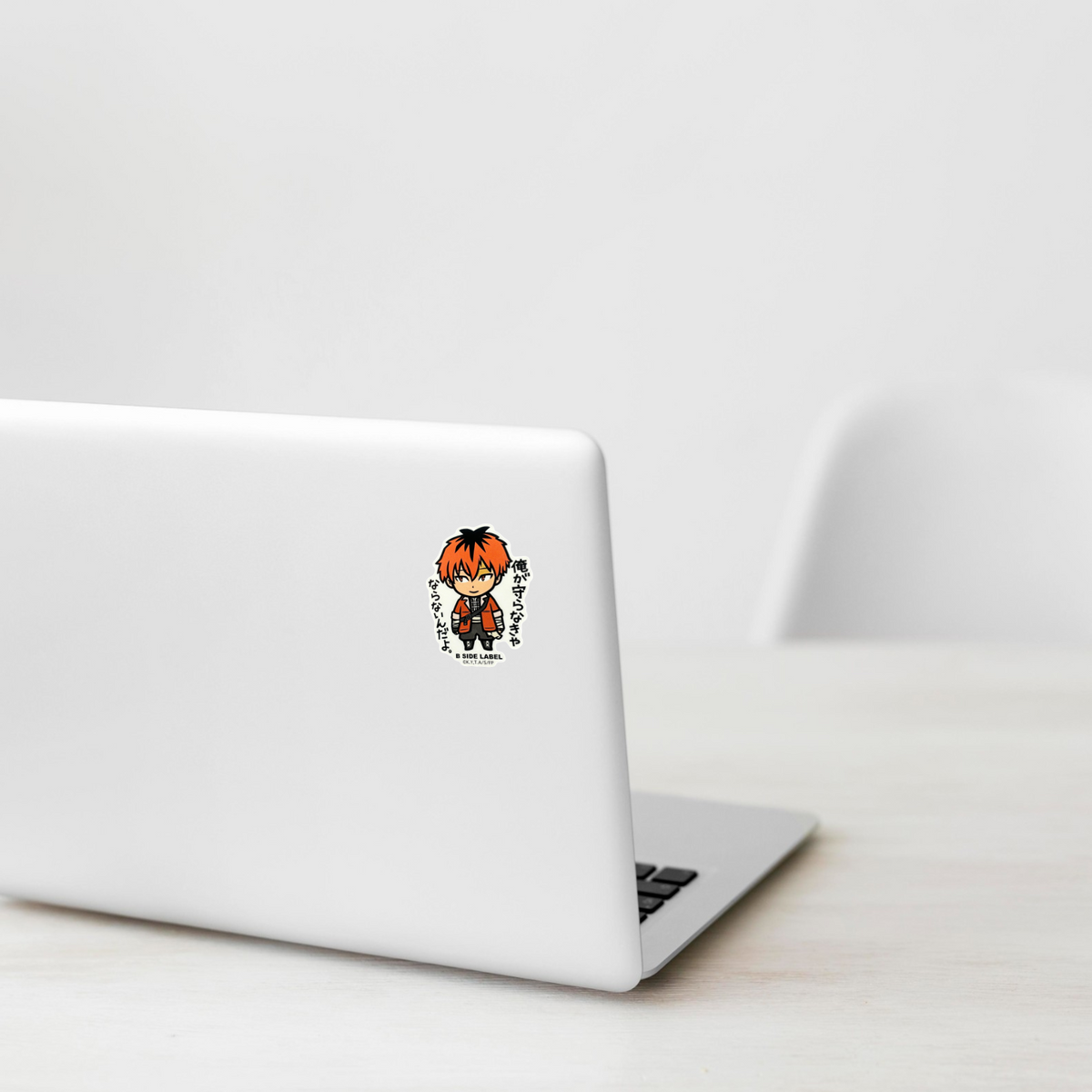 Frieren Beyond Journey's End Stark ✦ B-Side Label Sticker — laptop scene using the Shopify PhotoRoom template and visually verified original photograph