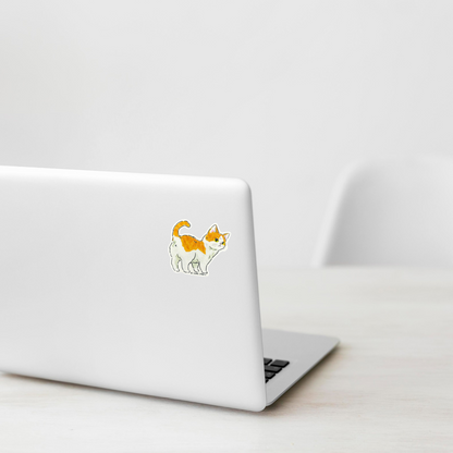 Cute Brown White Kitten Butt ✦ B-Side Label Sticker — laptop scene using the Shopify PhotoRoom template and original photograph