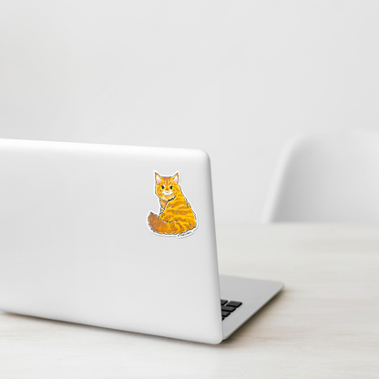 Cute Cat Looking Back ✦ B-Side Label Sticker — laptop scene using the Shopify PhotoRoom template and original photograph