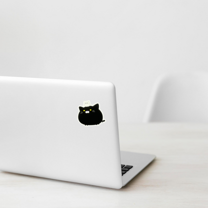 Big Black Cat, Small White Cat ✦ B-Side Label Sticker — laptop scene using the Shopify PhotoRoom template and original photograph