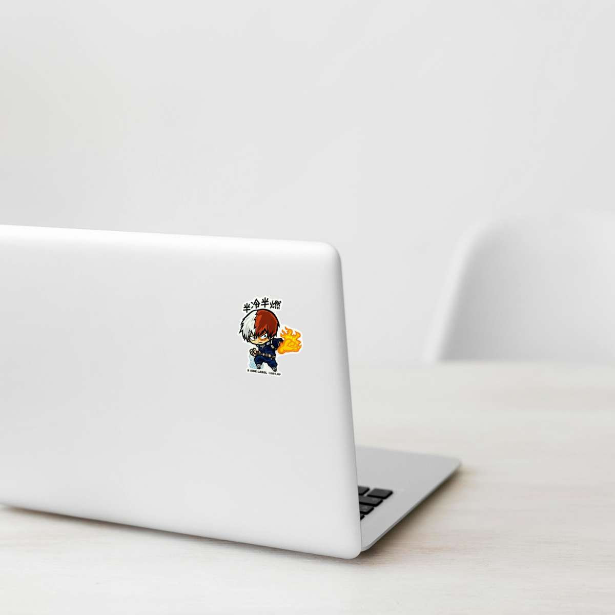 My Hero Academia Todoroki Shoto Grab ✦ B-Side Label Sticker on a white laptop — Shopify template, original photograph
