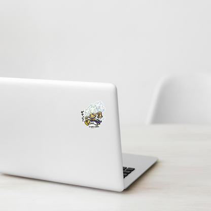 One Piece Luffy Gear 5 ✦ B-Side Label Sticker on a white laptop — Shopify template, original photograph