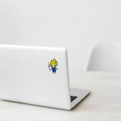 Dragon Ball Z - Vegito ✦ B-Side Label Sticker on a white laptop — Shopify template, original photograph