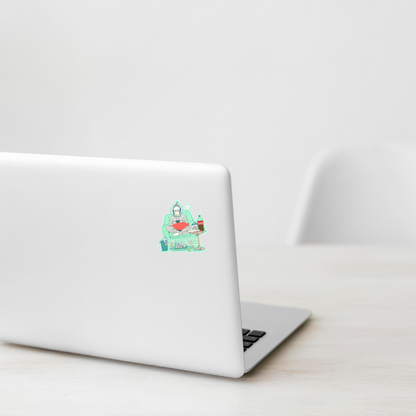 Gamer Girl Stay Home ✦ B-Side Label Sticker on a white laptop — Shopify template, original photograph