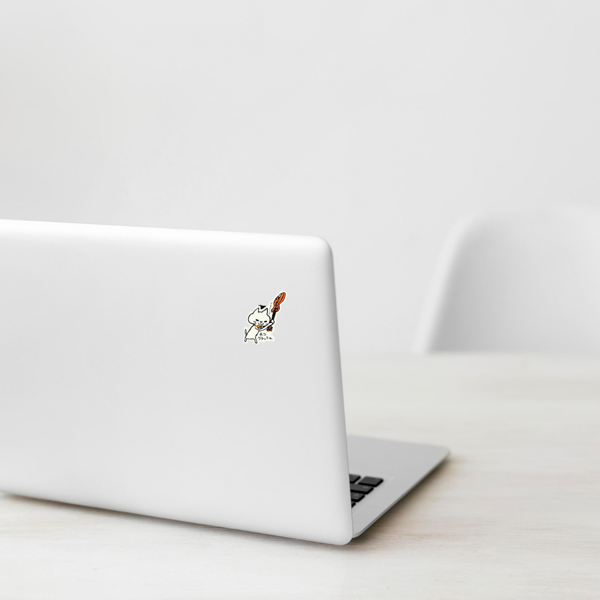Cat Guitar Smash ✦ B-Side Label Sticker ✦ Japan on a white laptop — Shopify Small template, original photograph