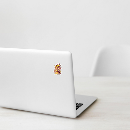 Pink Ribbon Raijin ✦ B-Side Label Sticker on a white laptop — Shopify Small template, original photograph