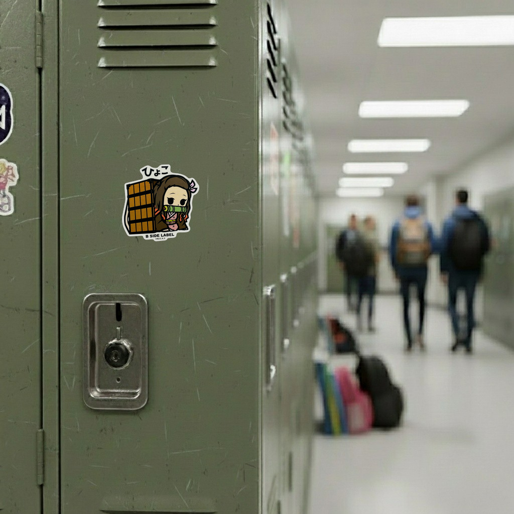 Demon Slayer - Kamado Nezuko 2 ✦ B-Side Label Sticker — locker scene using the Shopify PhotoRoom template and original photograph