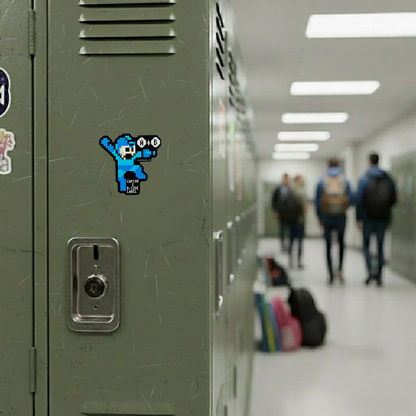 Mega Man Rockman 8-Bit ✦ B-Side Label Sticker — locker scene using the Shopify PhotoRoom template and original photograph