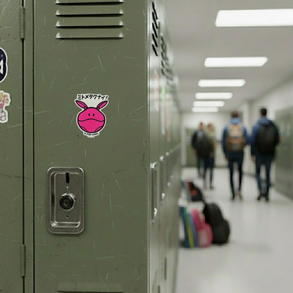 Gundam SEED Haro ✦ B-Side Label Sticker — locker scene using the Shopify PhotoRoom template and original photograph