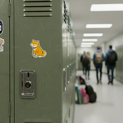 Cute Poopy Shiba Inu ✦ B-Side Label Sticker — locker scene using the Shopify PhotoRoom template and original photograph