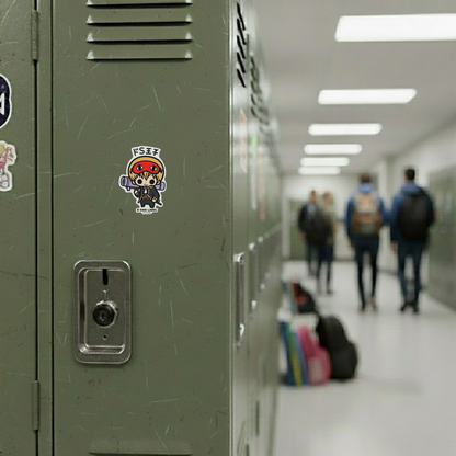 Gintama Okita Sougo ✦ B-Side Label Sticker — locker scene using the Shopify PhotoRoom template and visually verified original photograph