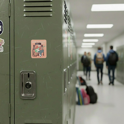 Man Playing Guitar ✦ B-Side Label Sticker — locker scene using the Shopify PhotoRoom template and original photograph