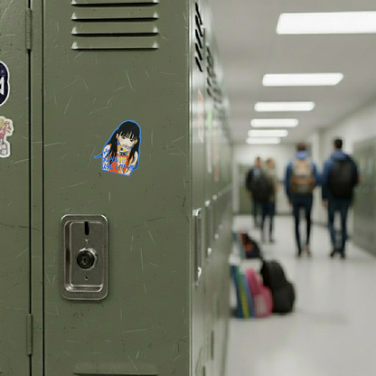 Cute Girl Strong Drink ✦ B-Side Label Sticker — locker scene using the Shopify PhotoRoom template and original photograph